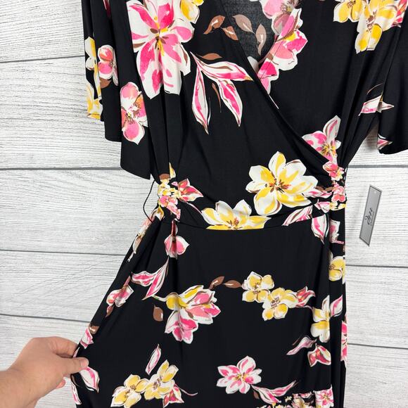 Donna Morgan Plus Size Sheriden Faux Wrap Floral Spring Dress Size 20W - Picture 6 of 10